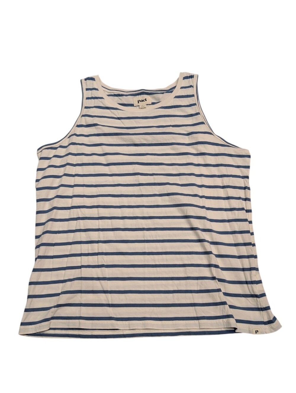 Pact Organic Cotton Sonoma Stripe Softspun High Neck Tank Top Size Large